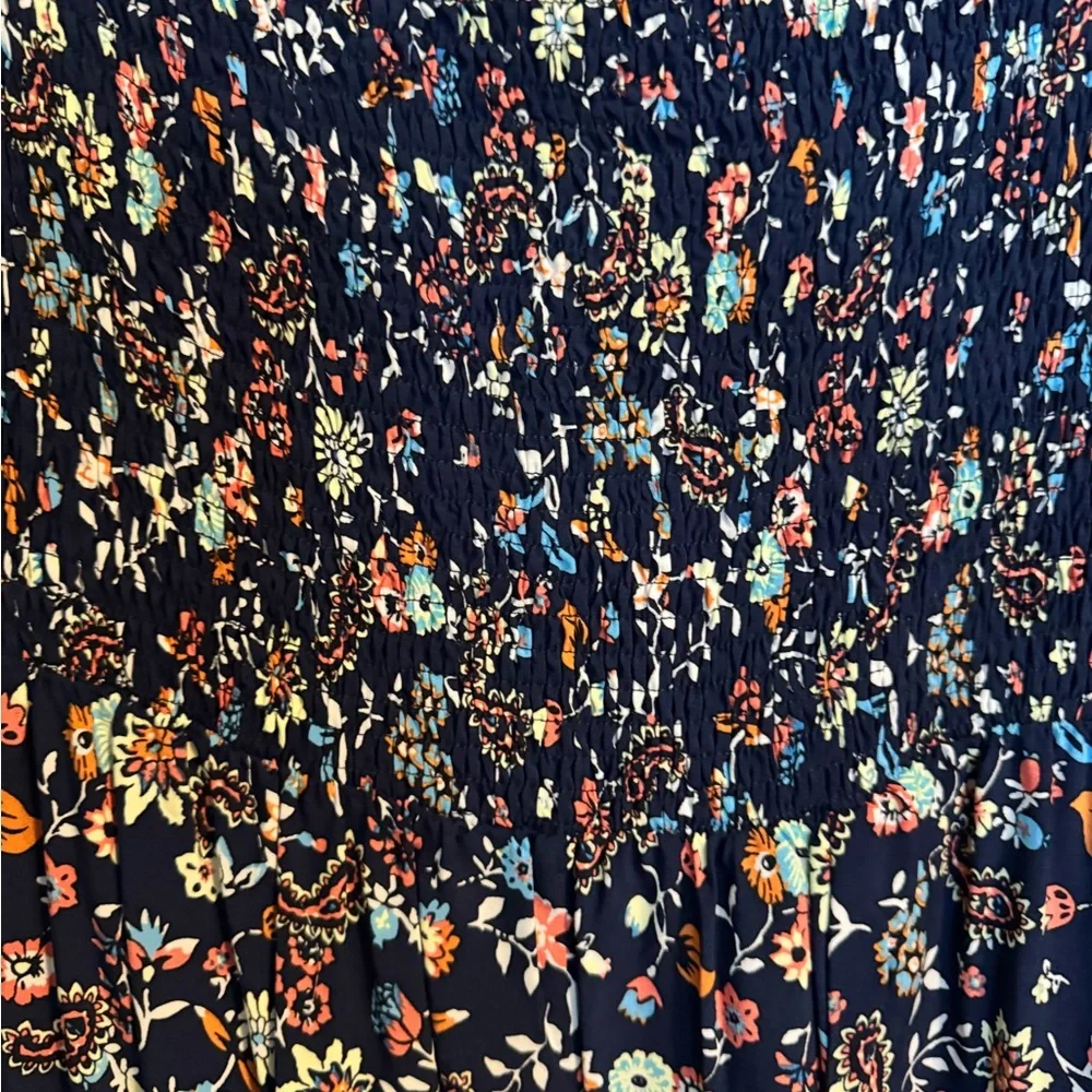 SHEIN Multicolor Floral Smocked Sun Dress With Side Slit - Picture 6 of 11